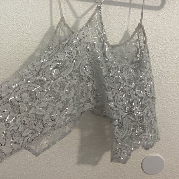 NWOT- Free People Intimately- Best Idea Cami- grey/silver lace-size x-small - Picture 11 of 12